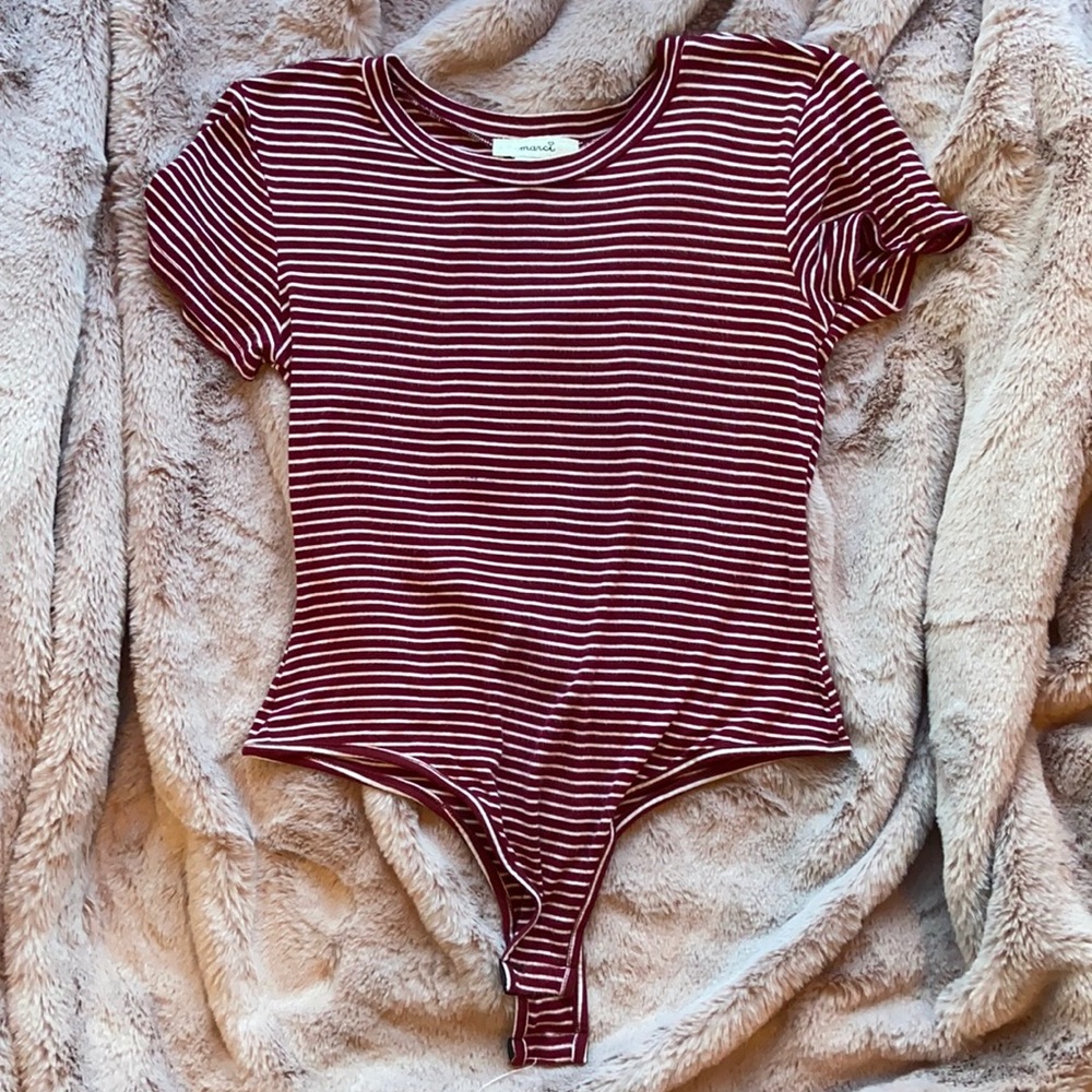 Red and White Stripped Bodysuit